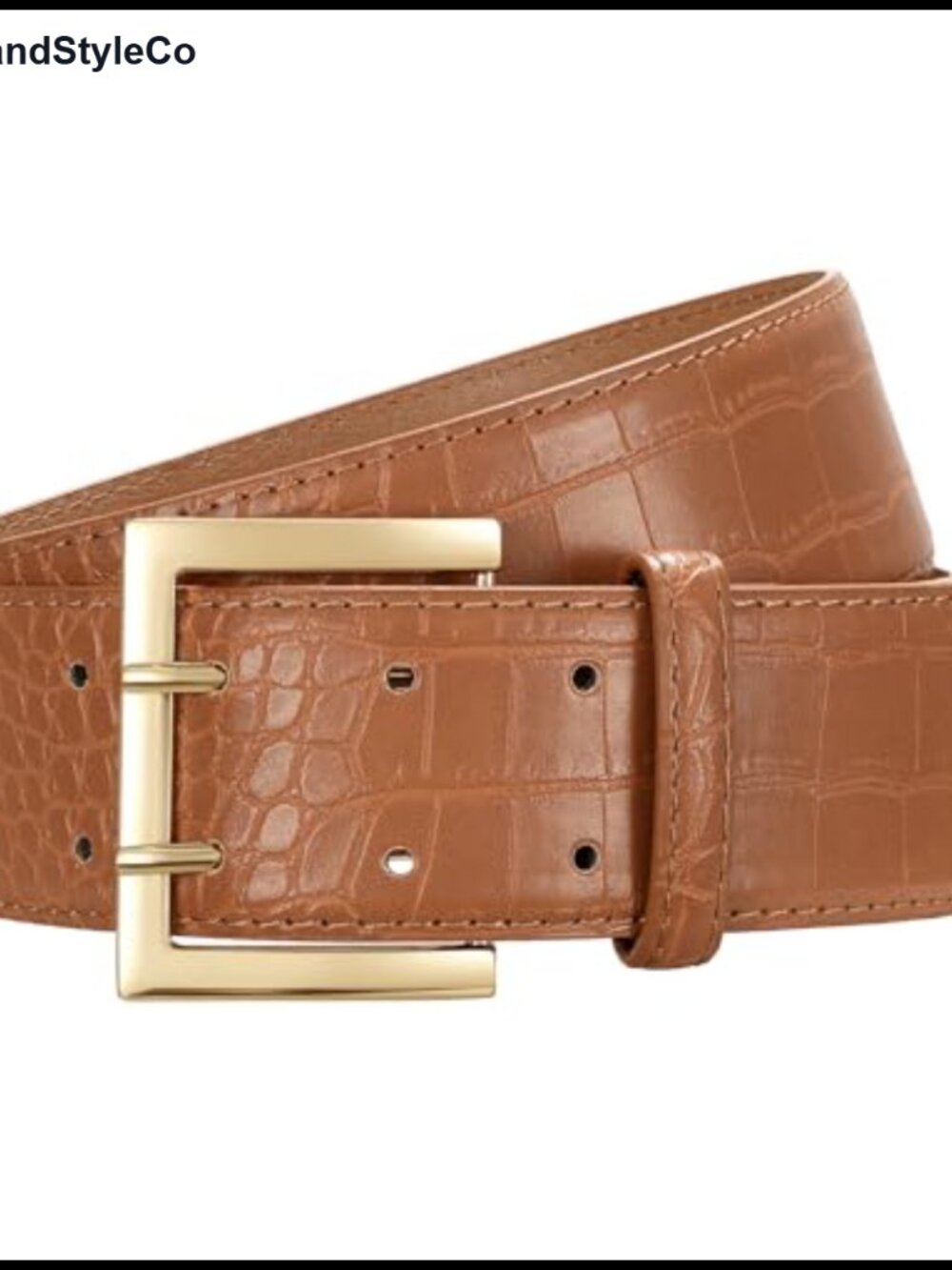 Wide Faux Leather Fashion Belt with Gold Buckle for Women